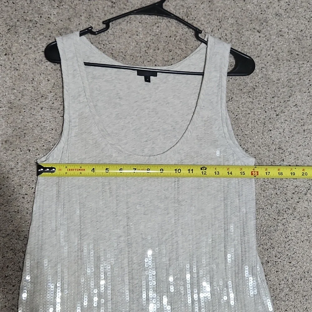 J. Crew Collection Tissue Sequin Tank in Silver/Light Grey Size Medium